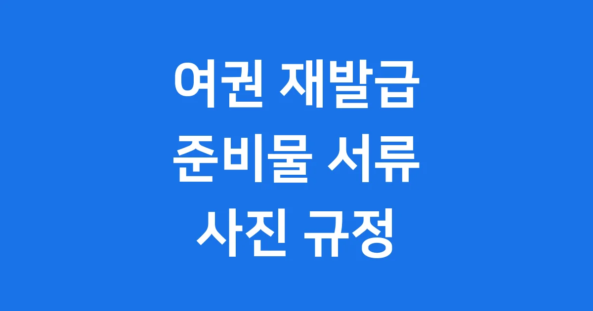 여권 재발급 준비물